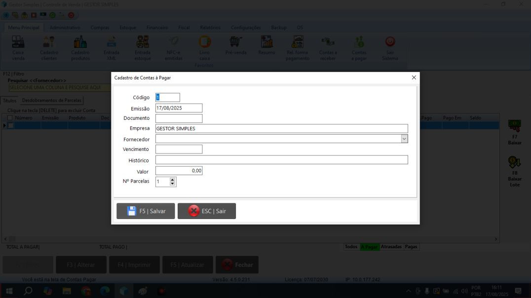 ⁣Lançar Contas a Pagar