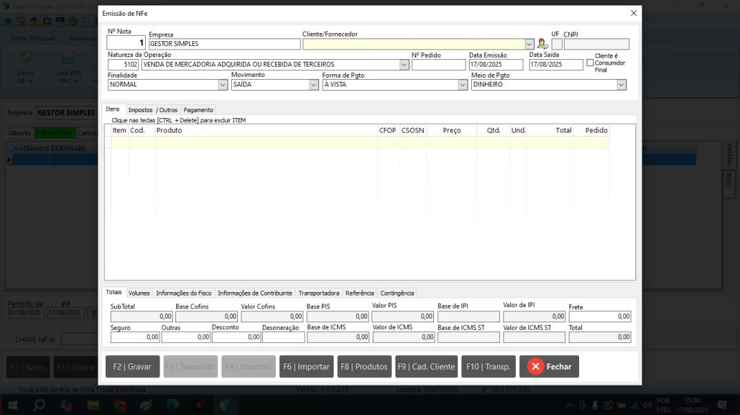 Calculo Impostos Devolução